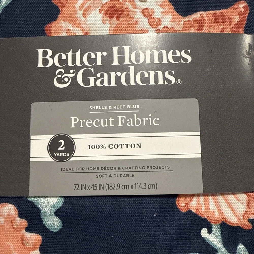 Better Homes & Gardens 100% Cotton Fabric Shells & Reef Blue 2 Yds Precut Fabric